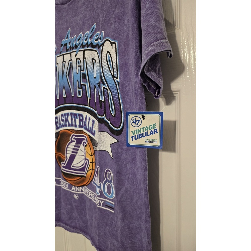 47 Brand Vintage Tubular Los Angeles Lakers T-Shirt Mens LargePurple NWT NBA - Picture 2 of 8